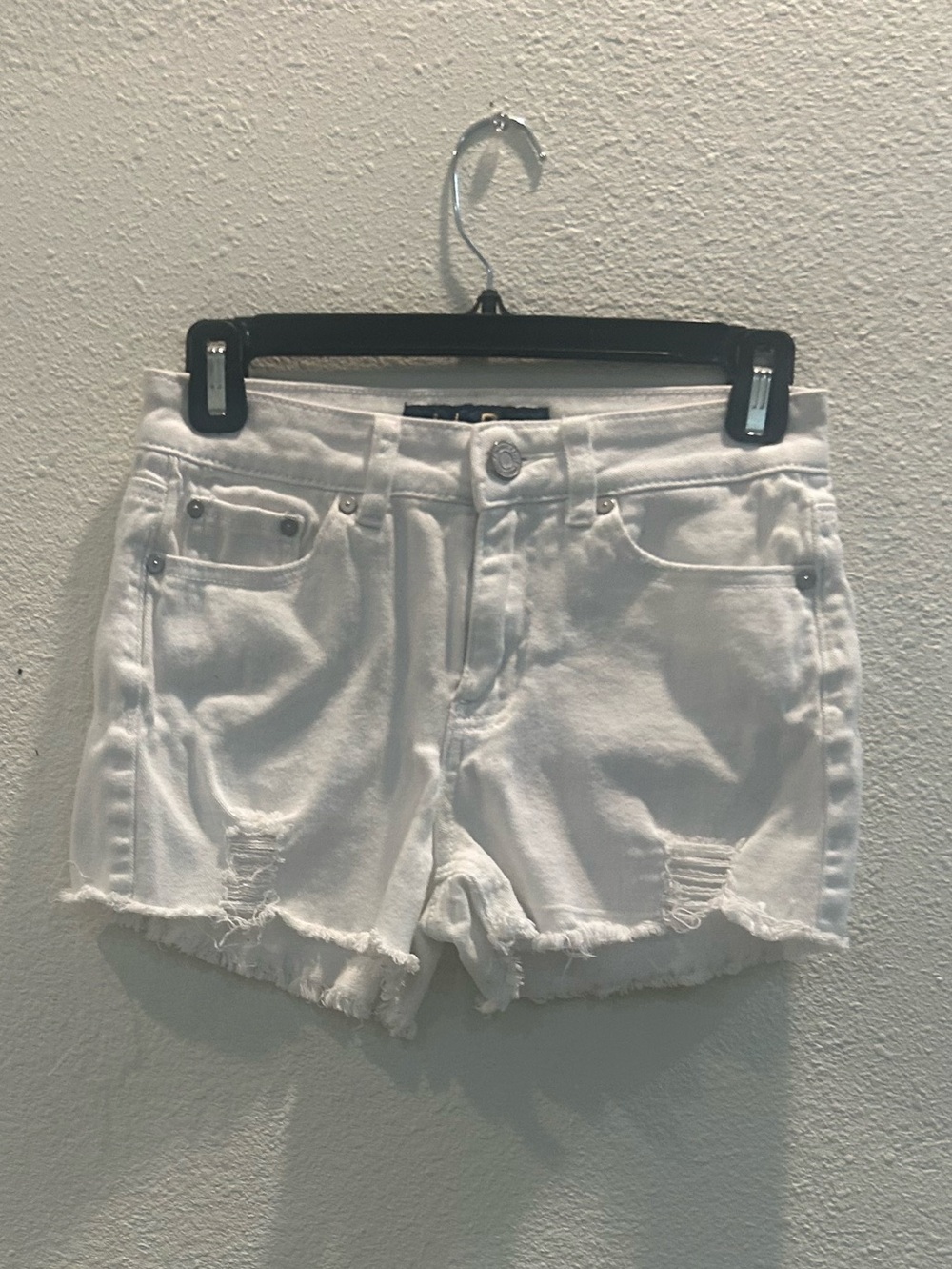 Indigo Rein White Distressed Denim Shorts